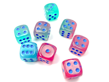 Gemini Gel Green-Pink/blue Luminary 12mm d6 Dice Block (36 dice)