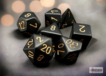 Opaque Black/gold Polyhedral 7-Dice Set