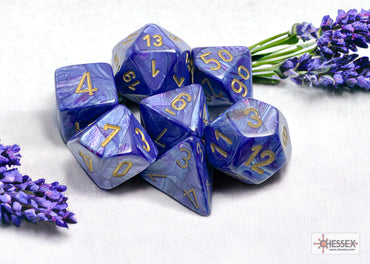 Lustrous Purple/gold Polyhedral 7-Dice Set