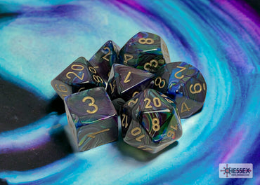 Lustrous Shadow/gold Polyhedral 7-Dice Set