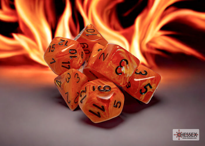 Vortex Orange/black Polyhedral 7-Dice Set