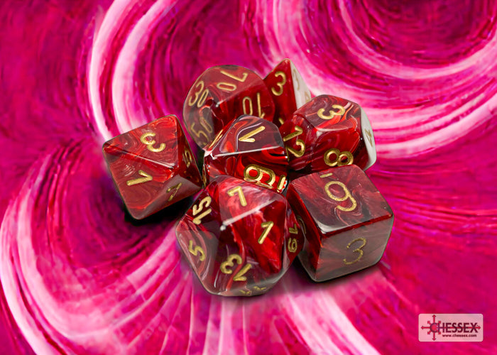 Vortex Burgundy/gold Polyhedral 7-Dice Set