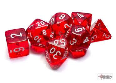 Translucent Red/white Polyhedral 7-Dice Set