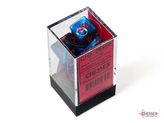 Gemini Black-Starlight/red Polyhedral 7-Dice Set