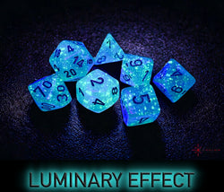 Borealis Light Green/gold Luminary Polyhedral 7-Dice Set