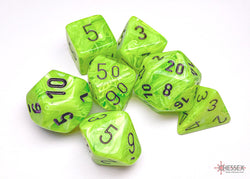 Vortex Bright Green/black Polyhedral 7-Dice Set