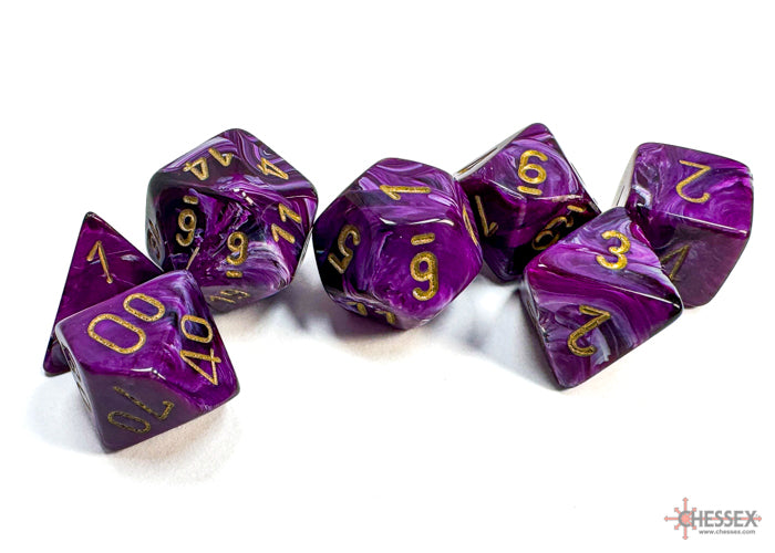 Vortex Purple/gold Polyhedral 7-Dice Set