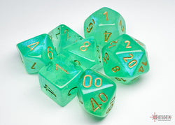 Borealis Light Green/gold Luminary Polyhedral 7-Dice Set