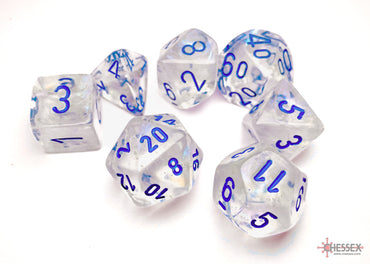 Borealis Icicle/light blue Luminary Polyhedral 7-Dice Set