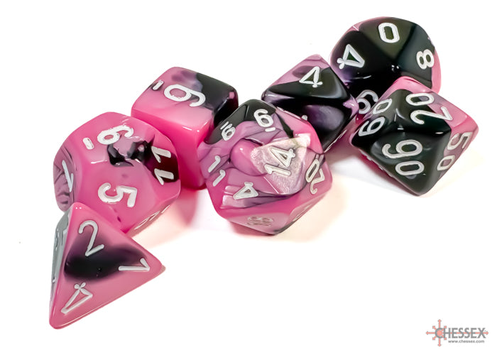 Gemini Black-Pink/white Polyhedral 7-Dice Set