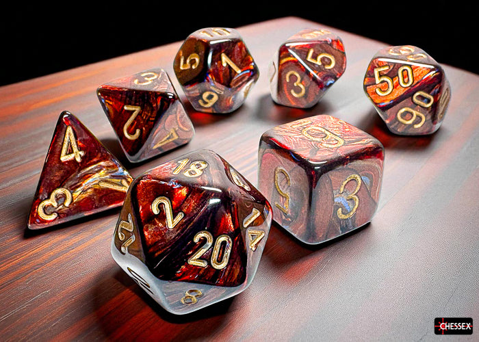 Scarab Mega-hedral Blue Blood/gold 7-Die Set