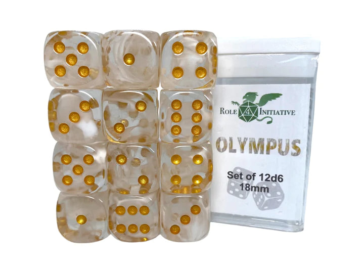 Set of 12d6 pip (18mm): Diffusion Olympus w/ Metallic Gold