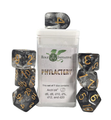 Set of 7 dice w/ Arch'd4: Diffusion Phylactery