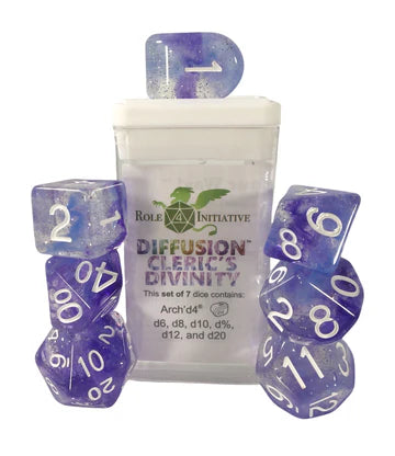 Set of 7 dice w/ Arch'd4: Cleric's Divinity