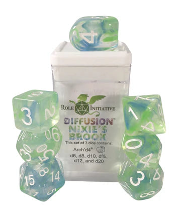 Set of 7 Dice w/ Arch'd4: Diffusion Nixie's Brook