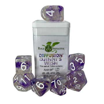 Set of 7 Dice w/ Arch'd4: Diffusion Djinni's Wish