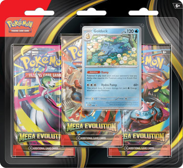 PRE-ORDER: Scarlet & Violet: Mega Evolution - 3 Pack Blister (Golduck) (Limit 1/person)
