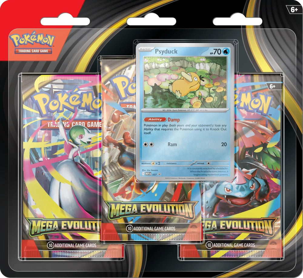 PRE-ORDER: Scarlet & Violet: Mega Evolution - 3 Pack Blister (Psyduck) (Limit 1/person)