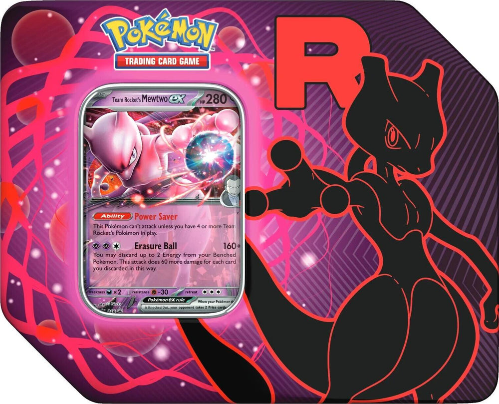 PRE-ORDER: Team Rocket Tin (Team Rocket's Mewtwo ex)