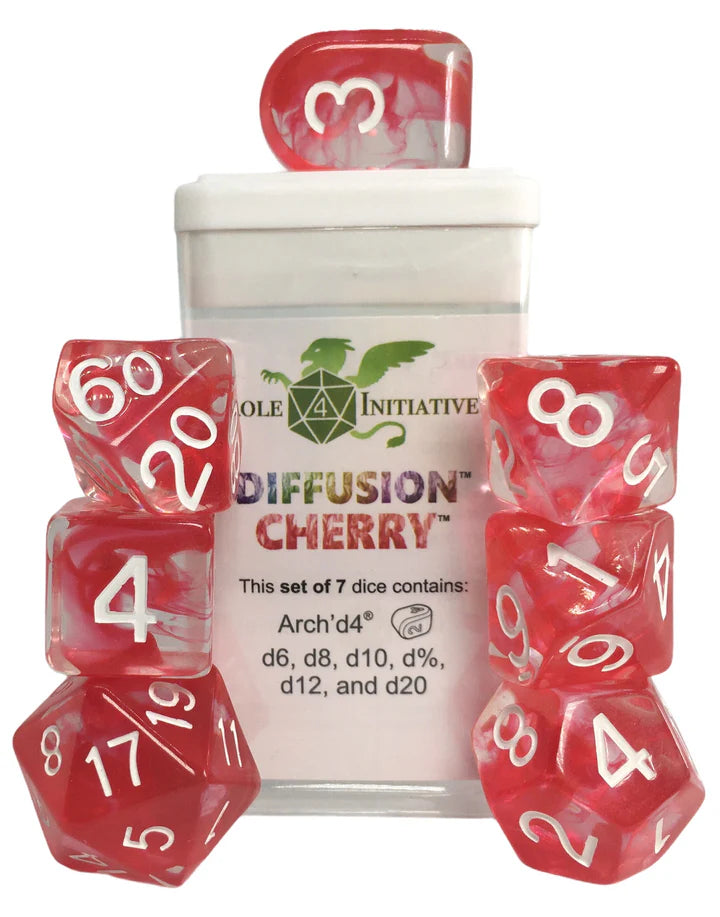 Set of 7 dice w/ Arch'd4: Diffusion Cherry