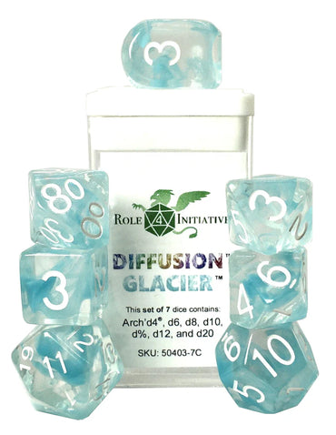 Set of 7 dice w/ Arch'd4: Diffusion Glacier