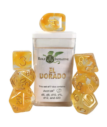 Set of 7 dice w/ Arch'd4: Diffusion El Dorado