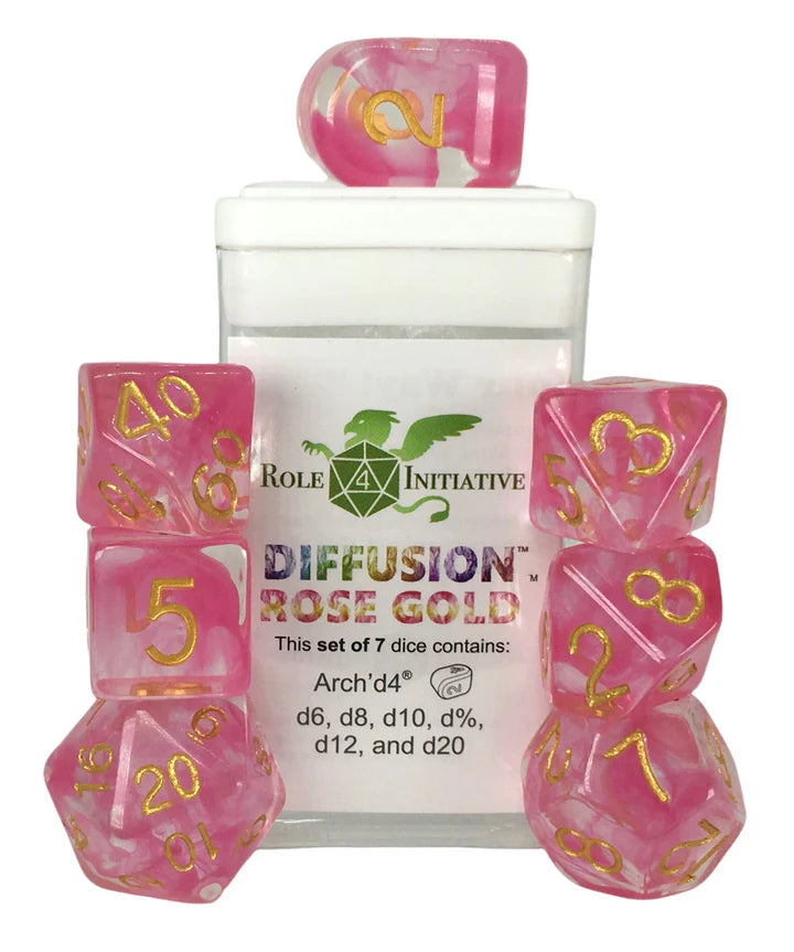 Set of 7 Dice w/ Arch'd54: Diffusion Rose Gold