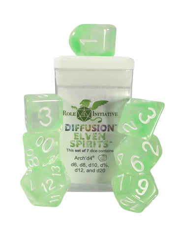 Set of 7 Dice w/ Arch'd4: Diffusion Elven Spirits