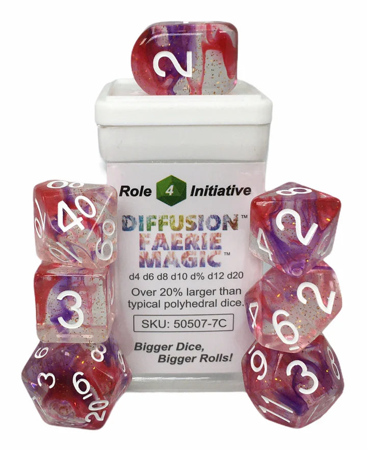 Set of 7 dice w/ Arch'd4: Diffusion Faerie Magic