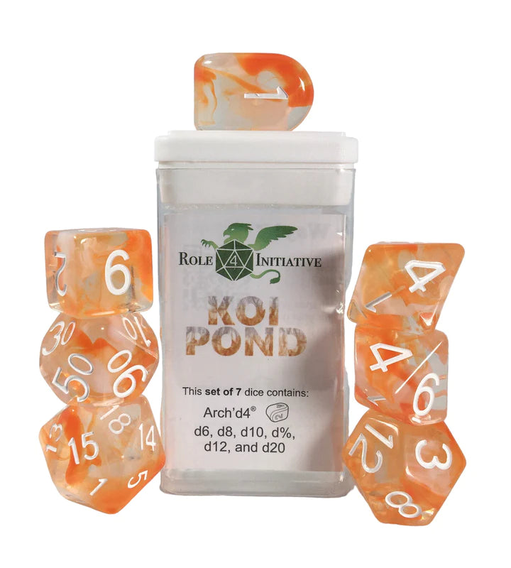 Set of 7 dice w/ Arch'd4: Diffusion Koi Pond