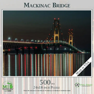 Mackinac Bridge - Night with Lights 500PC Puzzle
